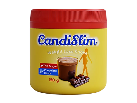 Envase de CandiSlim en polvo para la pérdida de peso.